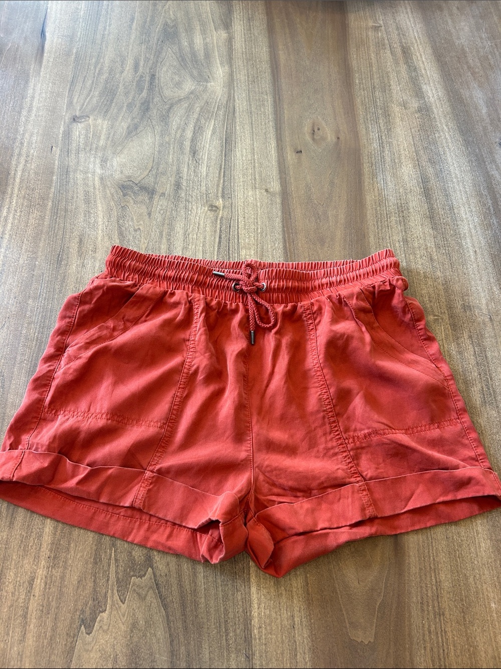 Women's Orange Drawstring Casual Shorts